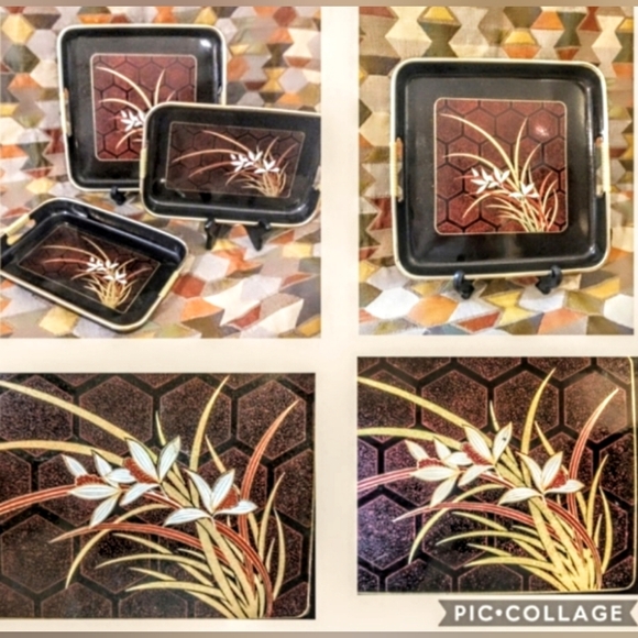 Japanese Laquerware Nesting Trays - 3 Mid Century Trays - Picture 4 of 13